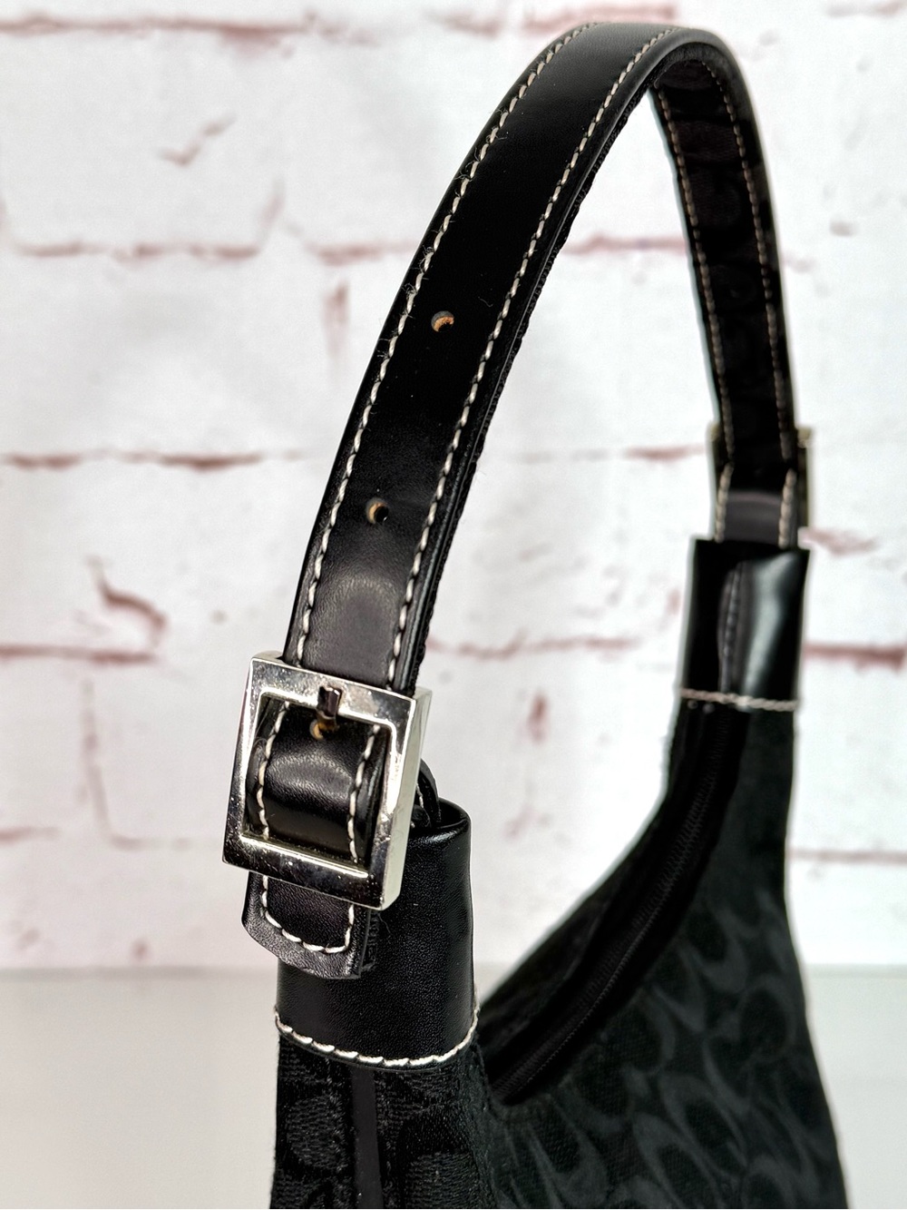 COACH Vintage Black Mini Hobo Signature Monogram Jacquard Canvas Shoulder Bag - Picture 6 of 14